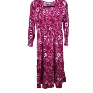 Pink City Prints Smocked Maxi Dress